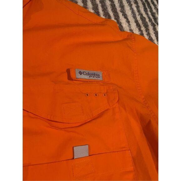 Columbia PFG Men’s Clemson Tigers Fishing Shirt XL Orange Button Down Cotton - Picture 3 of 10
